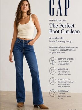 GAP Women's Mid-Rise Boot Cut Jeans in Blue size 30